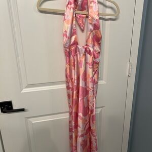 Shareen Collections Pink and Orange Floral Dress